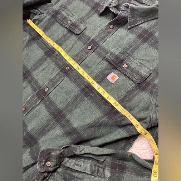 Carhartt Heavyweight Flannel Green Plaid Shirt Mens XXL - Picture 6 of 7
